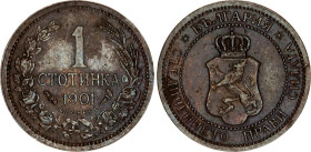Bulgaria 1 Stotinka 1901
KM# 22.1, N# 126032; Ferdinand I; UNC
