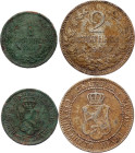 Bulgaria 1 - 2 Stotinki 1901
KM# 22.1 - 23.1; Bronze; Ferdinand I; VF