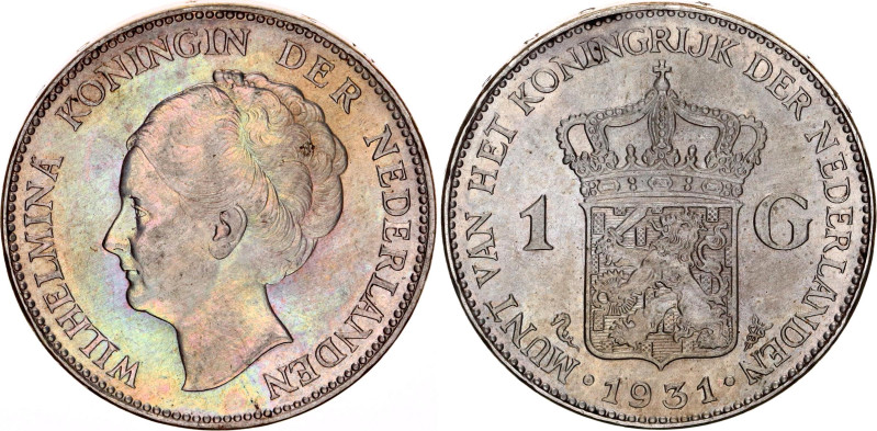 Netherlands 1 Gulden 1931
KM# 161, N# 6070; Silver; Wilhelmina; UNC with hairli...