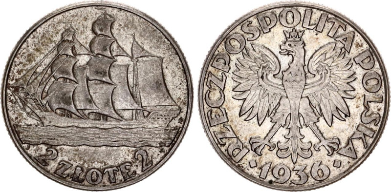 Poland 2 Zlote 1936
Y# 27, N# 16739; Silver; Jozef Pilsudski; AUNC, toning