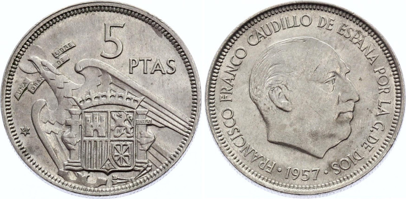 Spain 5 Pesetas 1957 (58)
KM# 786; XF-AUNC