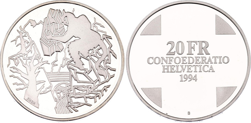 Switzerland 20 Francs 1994
KM# 74, N# 22325; Silver., Proof; Legends – Devil's ...