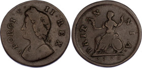 Great Britain 1 Farthing 1736
KM# 572, Sp# 3720, N# 13102; Copper 4.94 g.; George II; London Mint; F