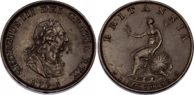 Great Britain 1 Farthing 1799
KM# 646, Sp# 3779, N# 13162; Copper; George III; Soho Mint, Handsworth Mint; XF-AUNC