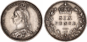 Great Britain 6 Pence 1887
KM# 760, Sp# 3929, N# 8479; Silver; Victoria; AUNC