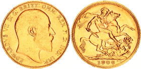 Great Britain 1 Sovereign 1906
KM# 805, Sp# 3969, N# 13226; Gold (.917) 7.98 g.; Edward VII; XF