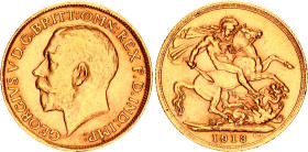 Great Britain 1 Sovereign 1913
KM# 820, Sp# 3996, N# 11463; Gold (.917) 7.96 g.; George V; XF