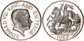 Great Britain 1 Crown 1937 (1972) Pobjoy Mint Issue
X# M4; Silver 31.06 g., 38.7 mm., Proof; Edward VIII; Obv: Bust r. / Rev: St. George on horseback...
