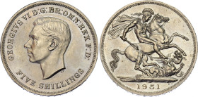 Great Britain 5 Shillings 1951
KM# 880, N# 10641; Prooflike; George VI; Festival of Britain, 1951; UNC