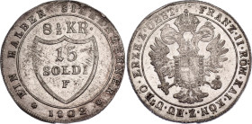 Italian States Gorizia 15 Soldi 1802 F
KM# 48, N# 39098; Silver; Francesco II; UNC
