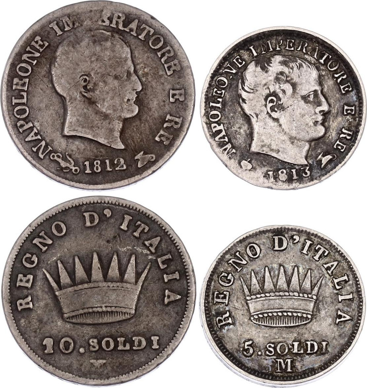 Italian States Kingdom of Napoleon 5 - 10 Soldi 1812 - 1813 M
C# 5, 6; Silver; ...