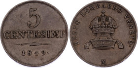Italian States Lombardy-Venetia 10 Centesimi 1849 M
C# 27, N# 24931; Copper; Franz Joseph I; XF