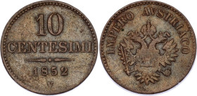 Italian States Lombardy-Venetia 10 Centesimi 1852 V
C# 32, N# 18151; Copper; Franz Joseph I; VF