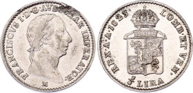 Italian States Lombardy-Venetia 1/4 Lira 1823 M
C# 4, N# 25612; Silver; Franz I; XF, unmounted