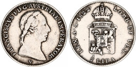 Italian States Lombardy-Venita 1/2 Lira 1822 V
C# 5, N# 38391; Silver; Francis I; XF
