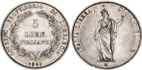 Italian States Lombardy-Venetia 5 Lire 1848 M
C# 22.1, N# 18063; Silver; Provisional Government; Milan Mint; XF-AUNC