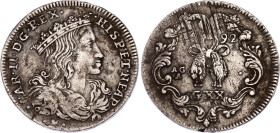 Italian States Naples 1 Tari 1692 AG-A
KM# 117, N# 30264; Silver; Carlos II; XF