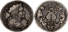 Italian States Naples 1 Tari / 20 Grana 1696 AG-A
KM# 117; MIR# 300, N# 30264; Silver; Carlo II; F