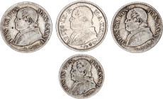 Italian States Papal States 5 & 3 x 10 Soldi 1867 - 1868
KM# 1375, 1376, 1386.1; Silver; Pius IX; Rome Mint; F-VF