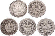 Italian States Papal States 5 x 10 Soldi 1867 (XXII) R
KM# 1376, N# 3582; Silver; Pio IX; F/VF