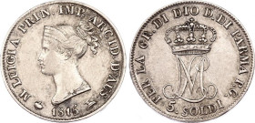 Italian States Parma 5 Soldi 1815 /3 Overdate
C# 26, N# 23975; Silver; Maria Luigia; XF