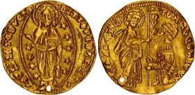Italian States Venice 1 Zecchino 1289 -1311 (ND)
Fr# 1216, N# 113009; Gold (.998) 3.47 g., 20.6 mm.; Pietro Gradenigo (1289-1311); XF Holed