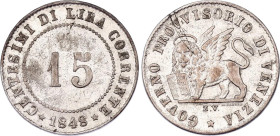 Italian States Venice 15 Centesimi 1848 ZV
KM# 801, N# 39100; Billon; XF