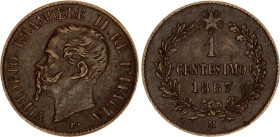 Italy 1 Centesimo 1867 M
KM# 1, N# 2275; XF