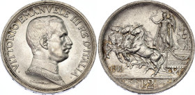 Italy 2 Lire 1916 R
KM# 55, N# 7359; Silver; Vittorio Emanuele III; Rome Mint; UNC