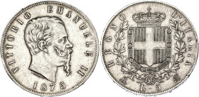 Italy 5 Lire 1875 M BN
KM# 8.3, N# 2290; Silver; Vittorio Emanuele II; Milan Mint; XF
