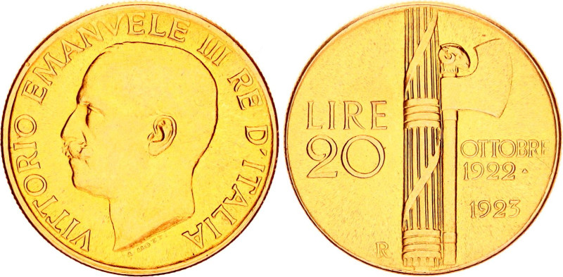 Italy 20 Lire 1923 R Collectors Copy
KM# 64, N# 21252; Gold (.900) 6.33 g.; Vit...