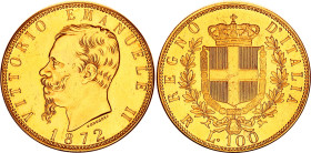 Italy 100 Lire 1872 R Collectors Copy
KM# 19.2, N# 46692; Gold (.900) 31.67 g.; Vittorio Emanuele II; Rome Mint; UNC Luster