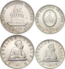 Italy 100 & 200 Lire 1988 R
KM# 127, 128; Silver; 900th Anniversary of the University of Bologna; Rome Mint; Mintage 68042; UNC