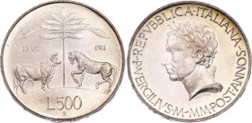 Italy 500 Lire 1981 R
KM# 110, N# 12014; Silver., Prooflike; 2000th Anniversary of the Death of Virgil