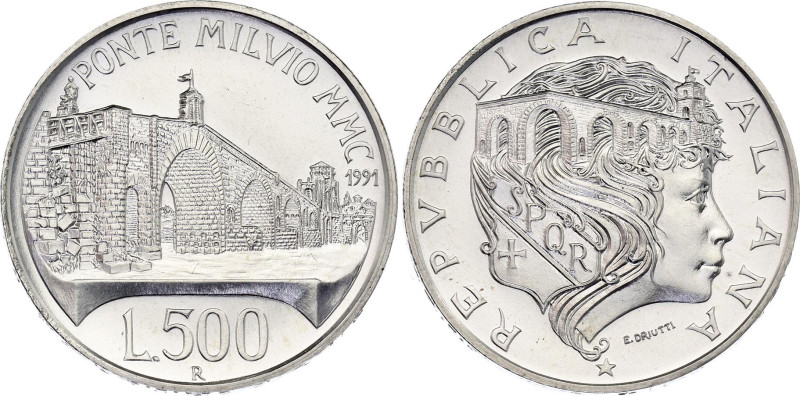 Italy 500 Lire 1991 R
KM# 147, N# 52521; Silver; 2100th Anniversary of the Pont...