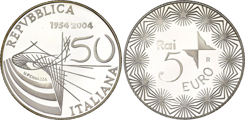 Italy 5 Euro 2004 R
KM# 254, N# 45324; Silver., Proof; 50th Anniversary of Tele...