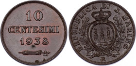 San Marino 10 Centesimi 1938 R
KM# 13, N# 11822; UNC, mint luster remains