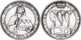 San Marino 20 Lire 1931 R
KM# 11, N# 24563; Silver; Mintage 10000 pcs.; UNC with minor hairlines