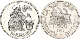 San Marino 500 Lire 1975 R
KM# 48, N# 13705; Silver; Numismatic Agency opening; UNC with full mint luster