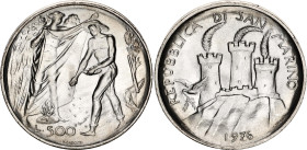 San Marino 500 Lire 1976 R
KM# 59, N# 13711; Silver; 20 Years of Social Security in San Marino; UNC with full mint luster