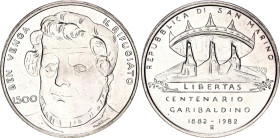 San Marino 500 Lire 1982 R
KM# 139, N# 13716; Silver; Garibaldi; UNC