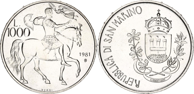 San Marino 1000 Lire 1981
KM# 127, N# 13726; Silver; 2000th Anniversary of the ...