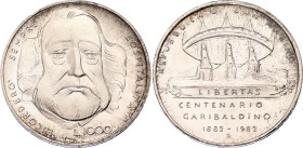 San Marino 1000 Lire 1982 R
KM# 141, N# 13727; Silver; 100th Anniversary of the Death of Garibaldi; UNC with full mint luster