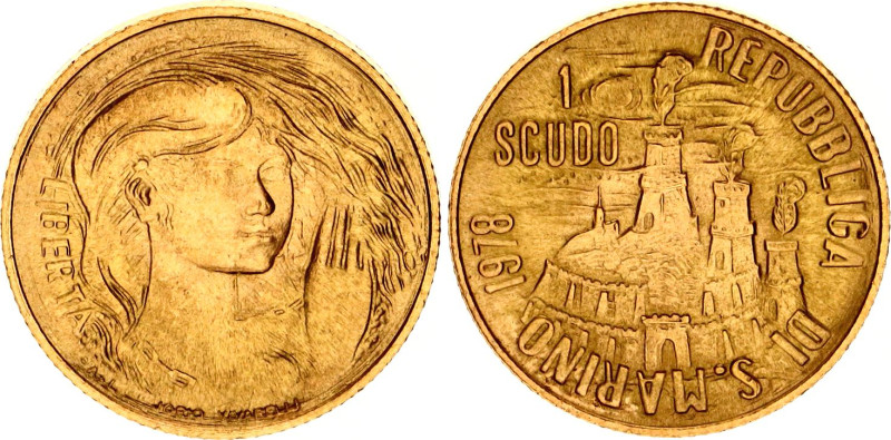 San Marino 1 Scudo 1978
KM# 86, N# 93721; Gold (.917) 3 g., 16 mm.; Freedom; UN...