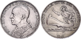 Vatican 5 Lire 1940 (II)
KM# 28, N# 3616; Silver; Pivs XII; UNC with amazing toning