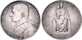 Vatican 10 Lire 1935 (XIV)
KM# 8, N# 10412; Silver; Pivs XI; XF/AUNC with minor hairlines & nice toning