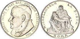 Vatican Silver Token "Pope John Paul II - Michelangelo La Pieta" 1983
Silver 13.70 g., 34 mm., Proof; Obv: Pope John Paul II left / Rev: Michelangelo...