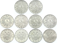 Austria 10 x 2 Schilling 1928 - 1937
Silver; Various Motives