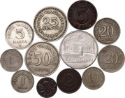 Estonia Lot of 12 Coins 1922 - 1936
With Silver; Various Dates & Denomination