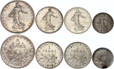 France Lot of 4 Silver Coins 1910 - 1960
Various Countries, Dates & Denominations; Silver; XF-AUNC